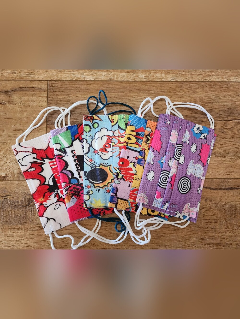10pcs COLORFUL CARTOON COMICS 3 Layers Breathable Disposable Kids Face Mask 4x6"